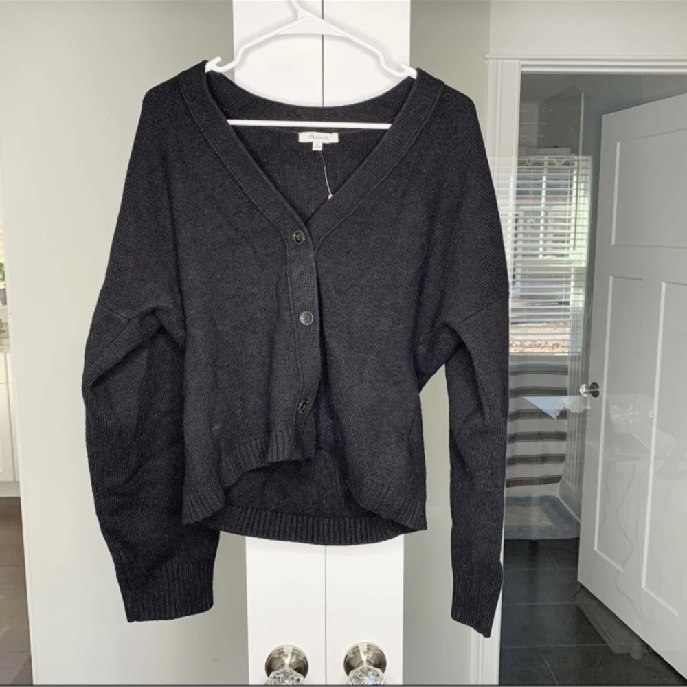 NWT Madewell V-Neck Slim Cardigan Sweater True Black